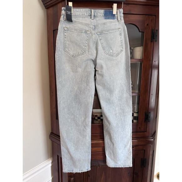 Abercrombie Jeans The Dad High Rise Curve Love, Ripped Wash 26/2S Distressed - Picture 3 of 14